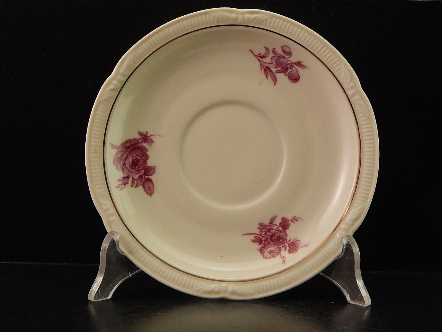 PREZIOSO ANTICO TRIO TE' PORCELLANA ZEH SCHERZER BAVARIA DECORO ROSA FUCSIA