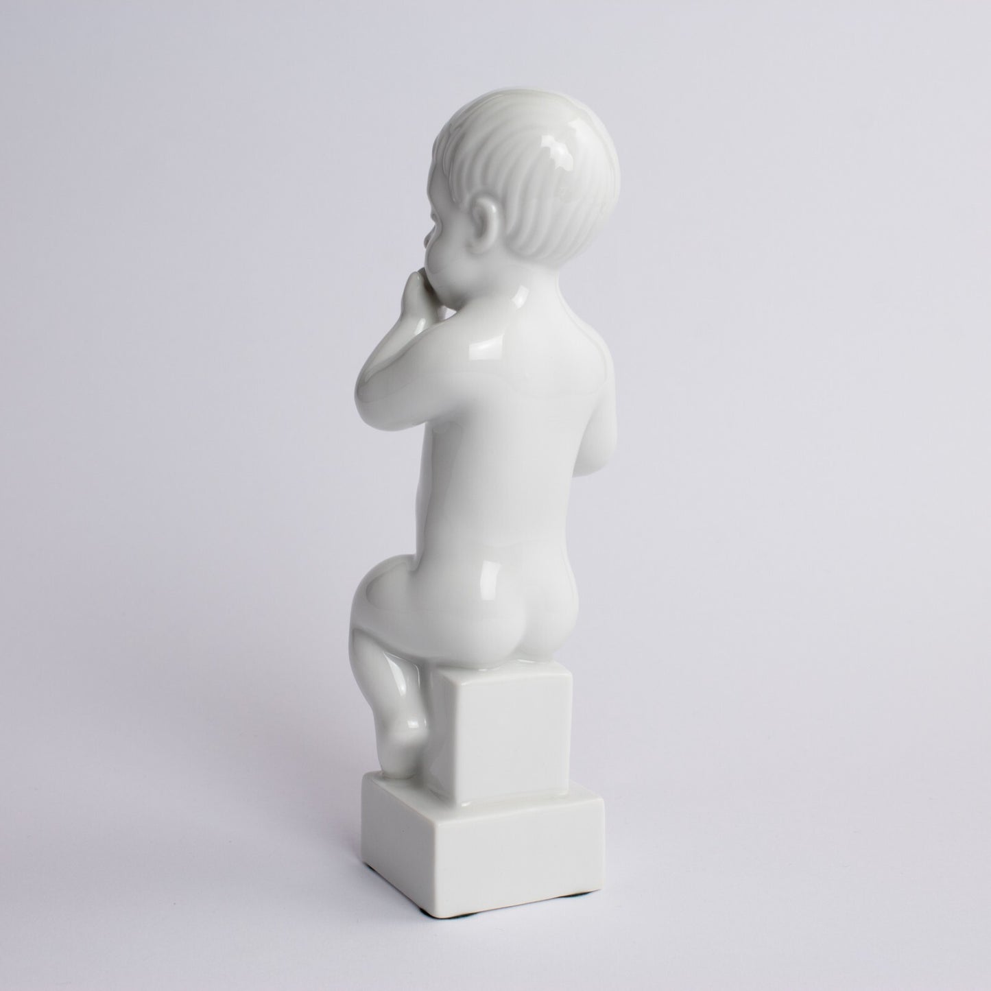 STATUINA PORCELLANA ROYAL COPENHAGEN BING&GRONDAHL "Adam con Orsacchiotto" BLANC