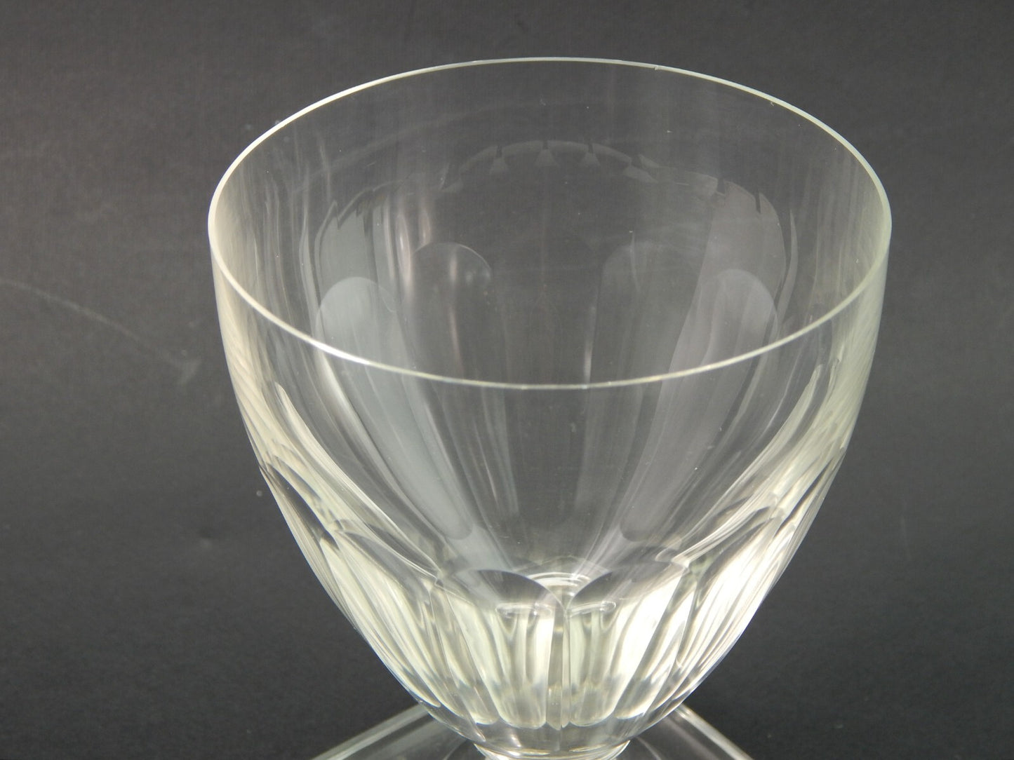 ANTICO EDOARDIANO BICCHIERE GRANDE CALICE CRISTALLO MOLATO BASE QUADRATA