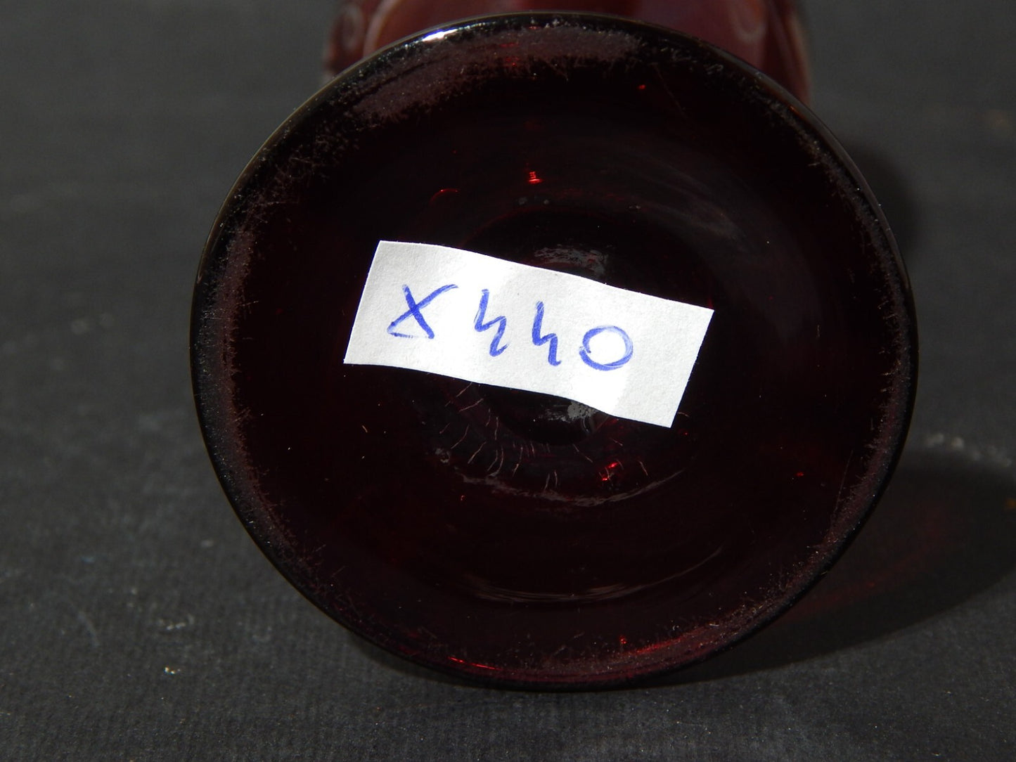 ANTICO BICCHIERE PICCOLO CALICE CRISTALLO BOEMIA ROSSO RUBINO INCISO ALL'ACIDO