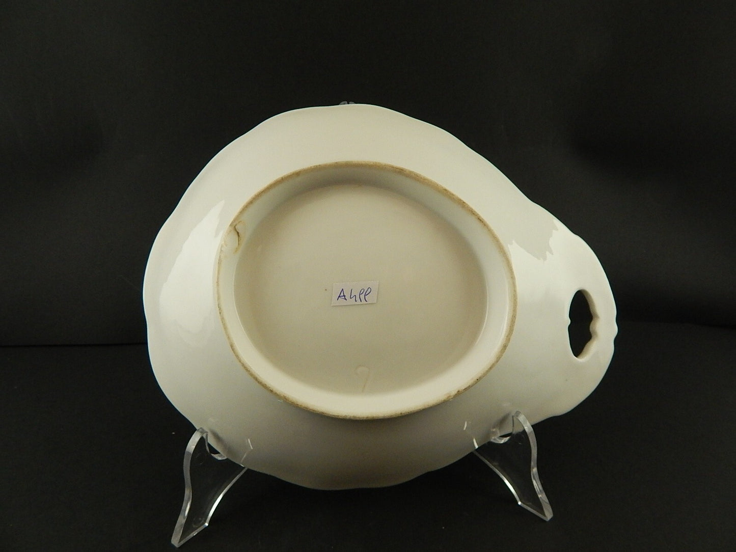 ANTICA RAVIERA CONCHIGLIA VASSOIO PORCELLANA PARIGI BIANCA BLU ORO NAPOLEONE III