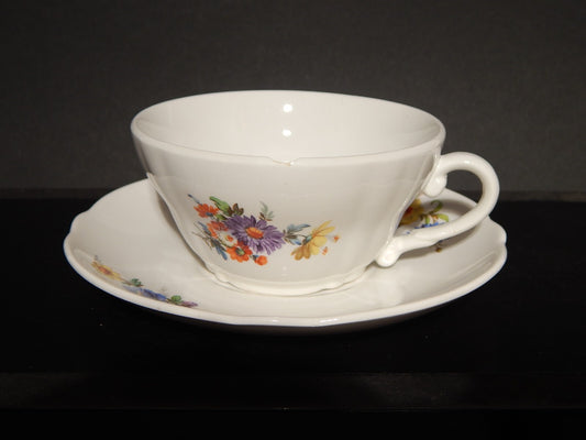 VINTAGE TAZZA TE' CERAMICA RICHARD GINORI LAVENO DIAMONDSTONE FLOREALE difetto