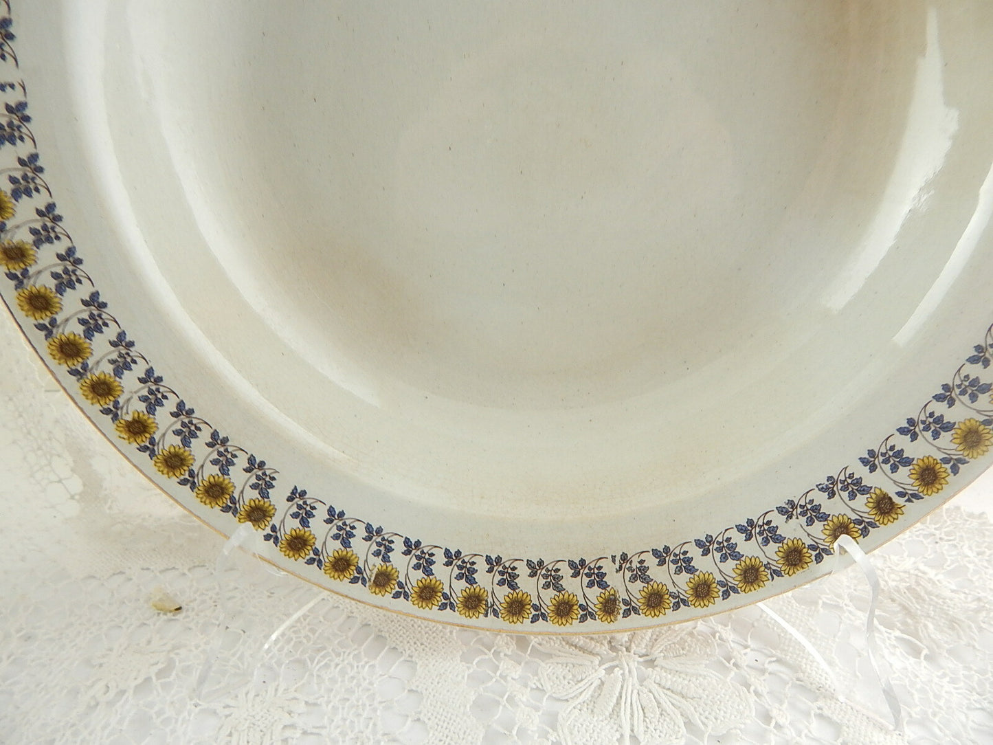 ANTICO ART NOUVEAU VASSOIO PIATTO PORTATA CERAMICA ITALIANA LAVENO GIRASOLI