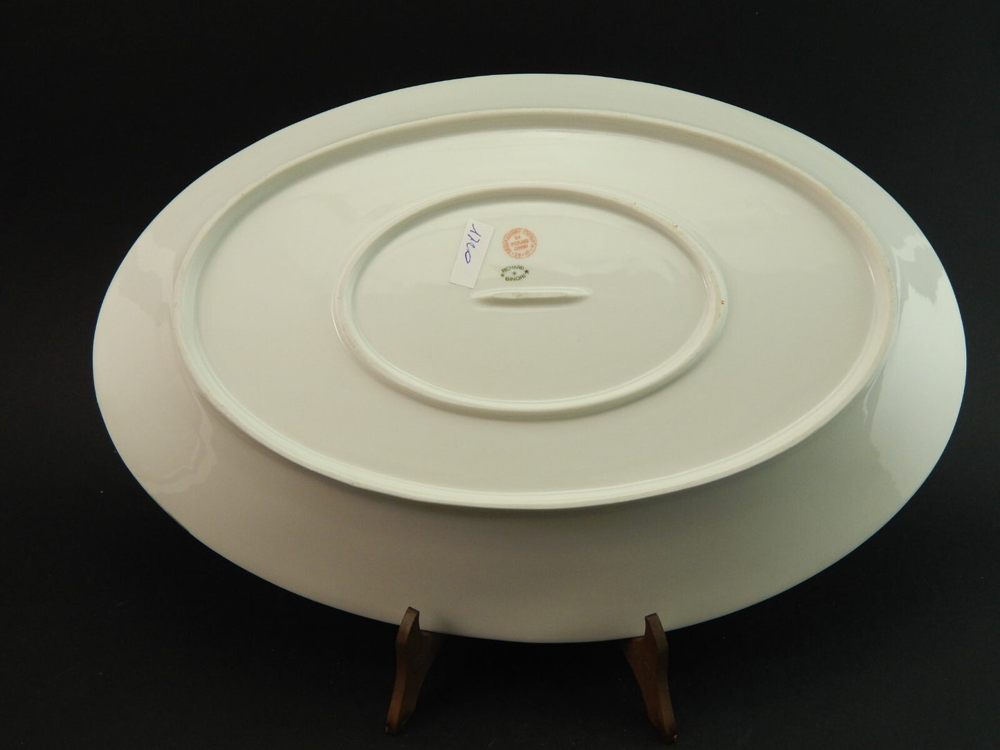 ANTICO DEL 1929 VASSOIO OVALE PORCELLANA RICHARD GINORI PROFILO BLU E ORO