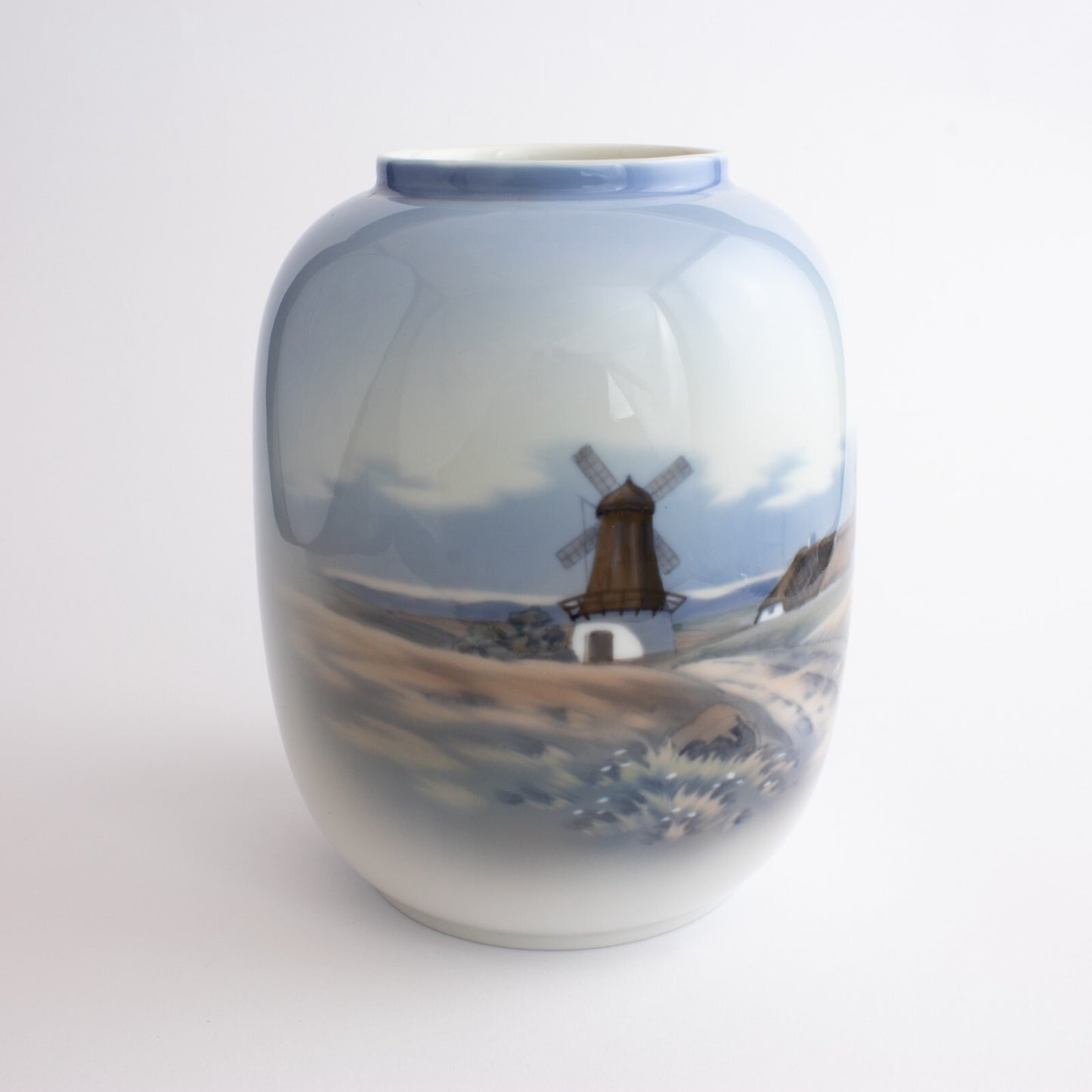 VASO PORCELLANA LYNGBY COPENHAGEN "Mulino di Campagna" VINTAGE HANDPAINTED