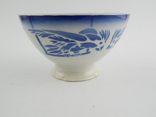 ANTICA RARA SCODELLA TAZZA CERAMICA FRANCESE F B AEROGRAFO PAPPAGALLO