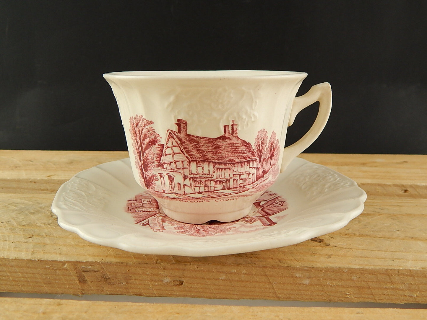 TAZZA CERAMICA ANTICA SHAKESPEARE LAND MYOTT SON & CO 1830 HANLEY BIANCO ROSSO