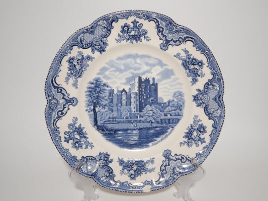 VINTAGE JOHNSON BROS OLD BRITAIN CASTLE BLU PIATTO PIANO PORCELLANA DIFETTO 1908