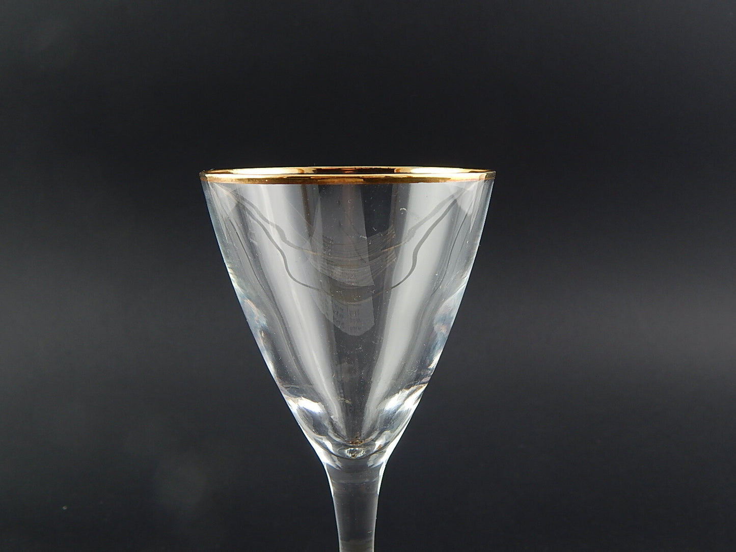 ANTICO RARO ART DECO BICCHIERE CALICE CRISTALLO CON PROFILO ORO ZECCHINO