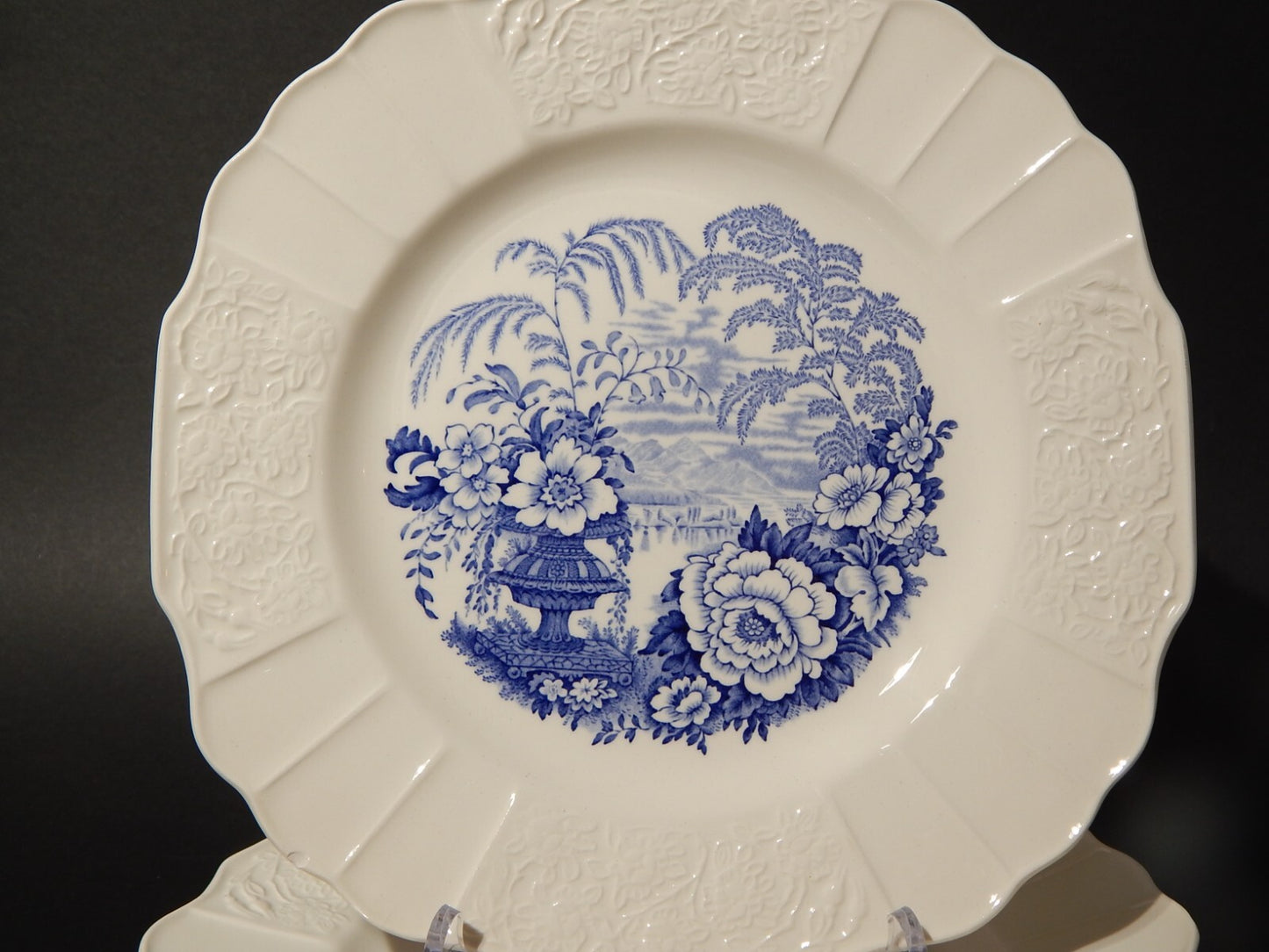 ANTICO SERVIZIO 6 PIATTI CERAMICA MYOTT SON STAFFORDSHIRE ENGLAND BIANCO BLU