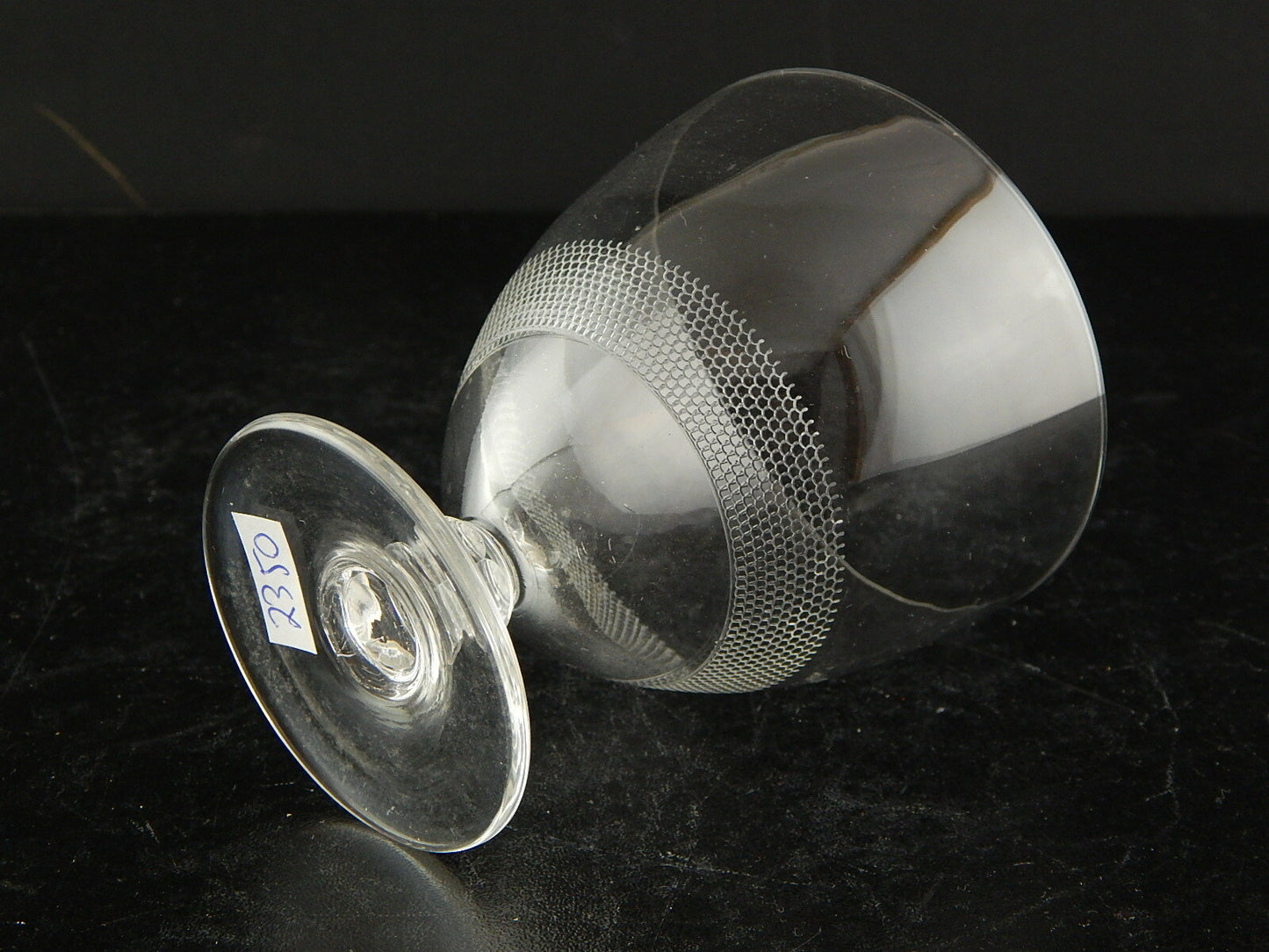 ANTICO ART DECO SET 3 BICCHIERI CALICI CRISTALLO CON DECORO SERIGRAFATO