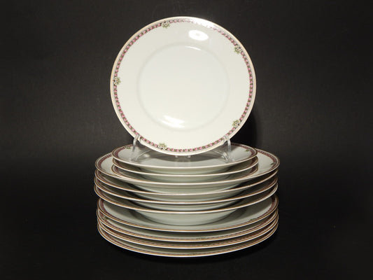 ANTICO ART DECO SERVIZIO 12 PIATTI PORCELLANA HEINRICH &CO BAVARIA LA FAYETTE