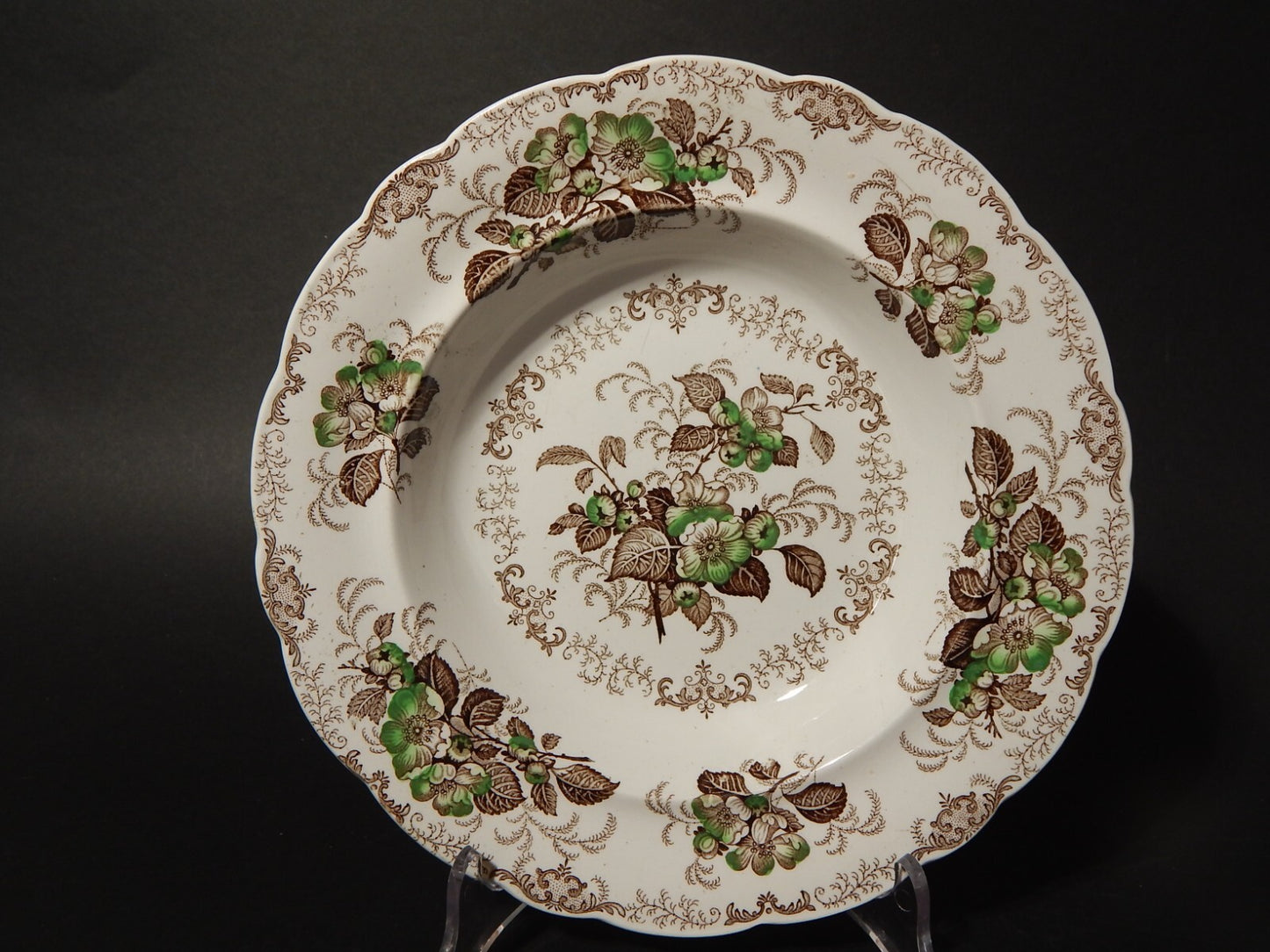 ANTICO 1850 PIATTO FONDO SEMI PORCELLANA INGLESE RIDGWAY &C. APPLE BLOSSOM