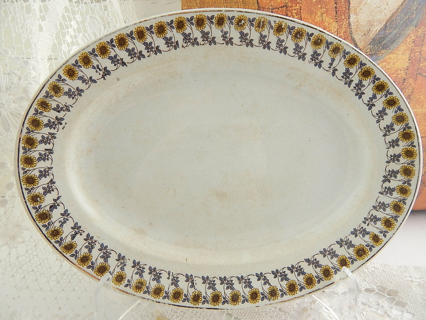 ANTICO ART NOUVEAU VASSOIO RAVIERA SOCIETÀ CERAMICA ITALIANA LAVENO I GIRASOLI