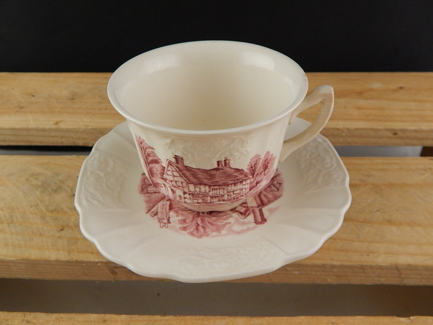 TAZZA CERAMICA ANTICA SHAKESPEARE LAND MYOTT SON & CO 1830 HANLEY BIANCO ROSSO