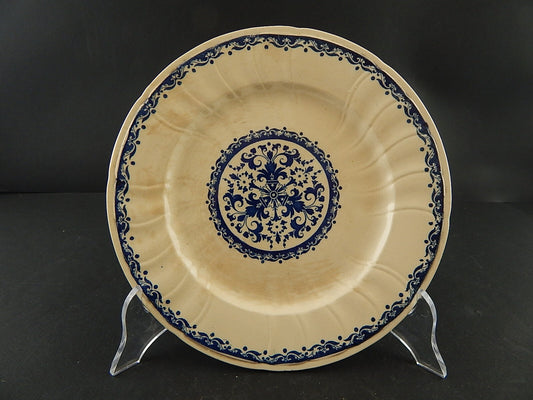 ANTICO RARO DEL 1875 PIATTO CM 22,5 CERAMICA GIEN DECORO BLU ALLA ROUEN A138
