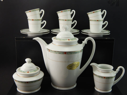 VINTAGE SERVIZIO CAFFÈ PORCELLANA H W DESIGN BAVARIA STILE ART DECO