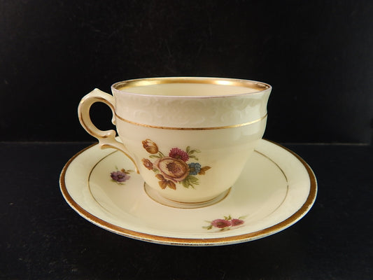 ANTICA TAZZA KPM COPENHAGEN PORCELLANA BOUQUET DI FIORI E ORO DEL 1924 #1209