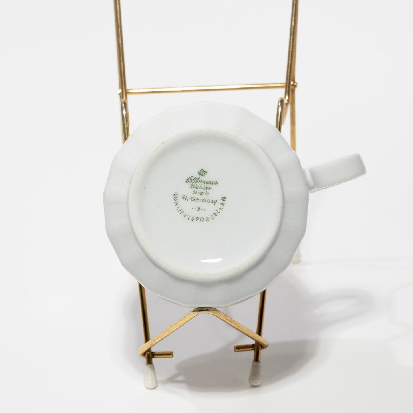 VINTAGE TAZZA TÈ PORCELLANA BIANCA E ROSELLINE BAVARIA SELTMANN WEIDEN W GERMANY