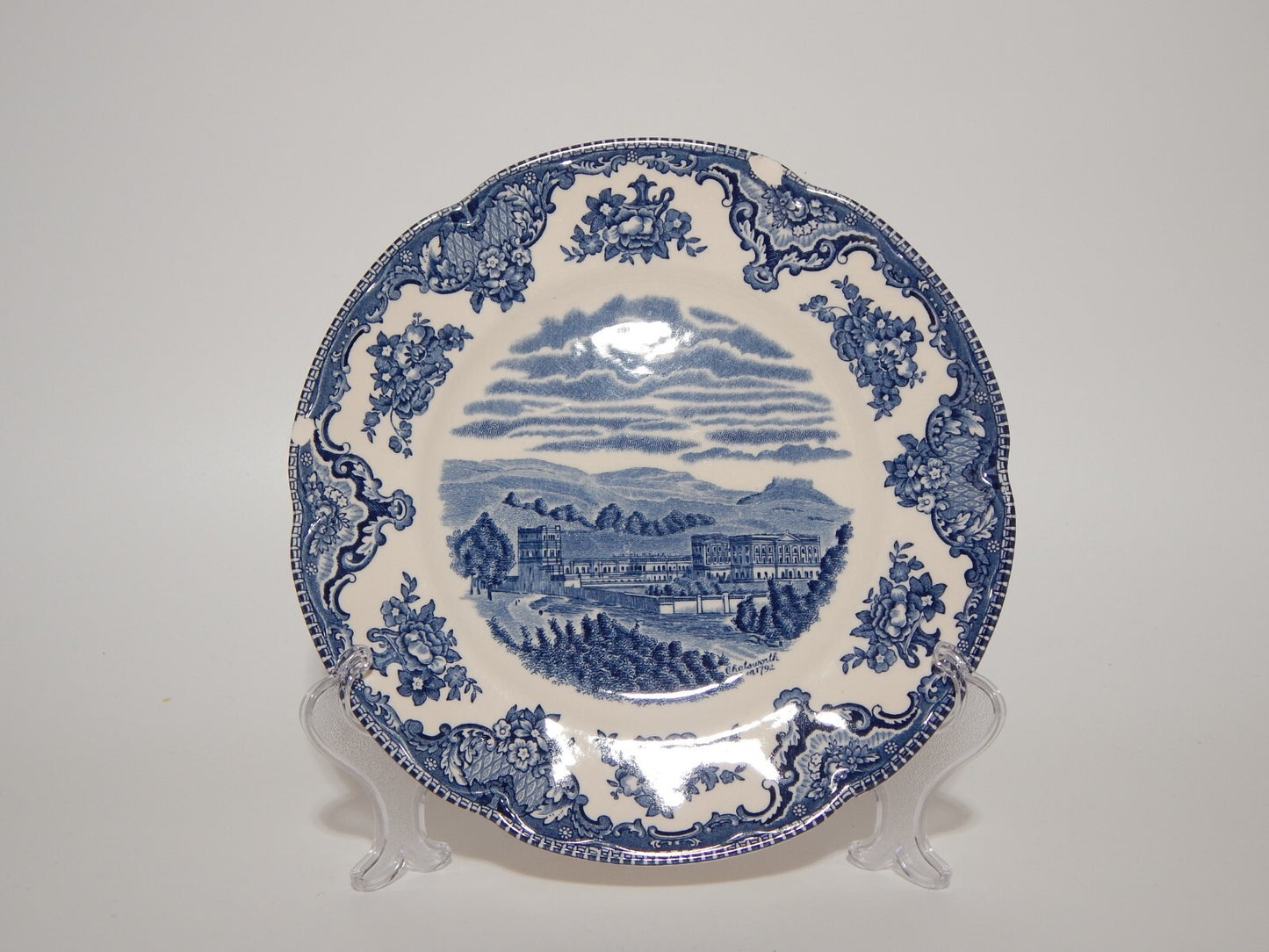 VINTAGE JOHNSON BROS OLD BRITAIN CASTLE BLU PIATTO DESSERT PORCELLANA DIFETTO #