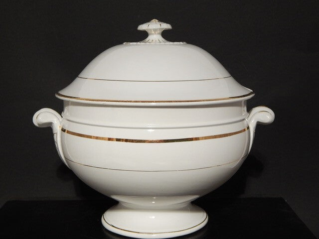 ANTICA RARA ZUPPIERA CERAMICA RICHARD MILANO FINE 800 BIANCO E ORO STILE IMPERO