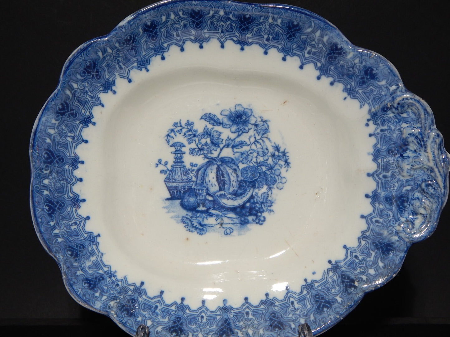 ANTICA MARESCIALLA VASSOIO CERAMICA RICHARD MILANO SECONDA META' 800 BIANCO BLU