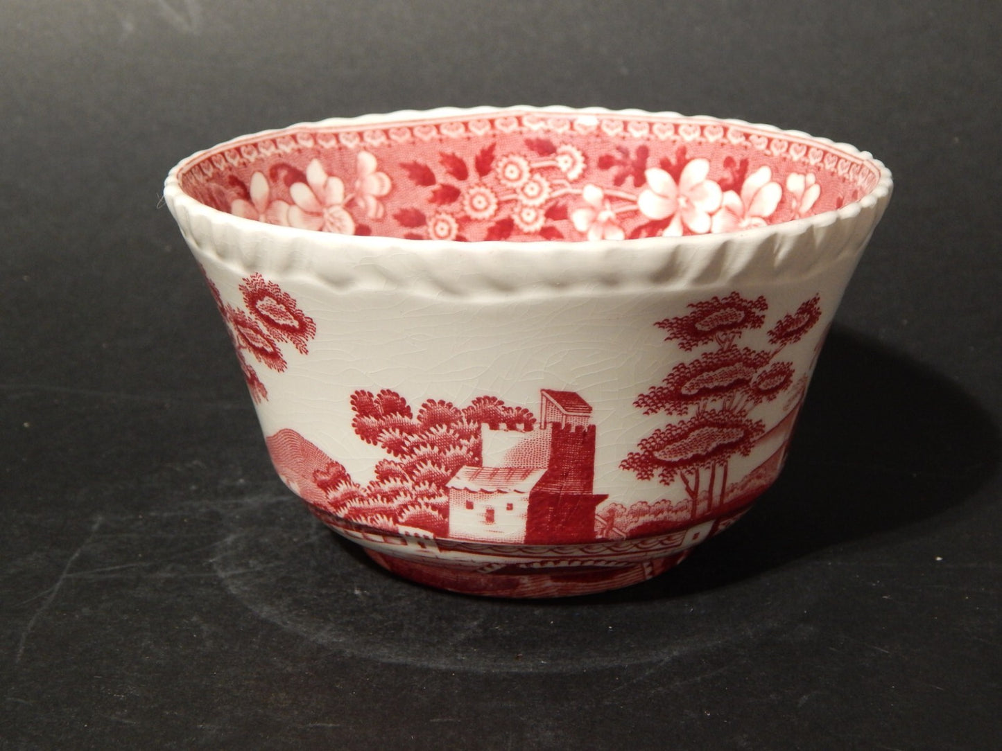 ANTICA CIOTOLA ZUCCHERIERA SEMI PORCELLANA SPODE ENGLAND DESIGN 1814 PINK TOWER