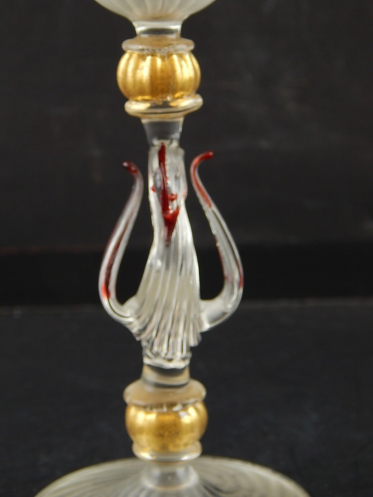 TIPETTO CALICE MURANO VETRO SOFFIATO RIGATO CIGNO FIRMATO CORTELLA & BALLARIN