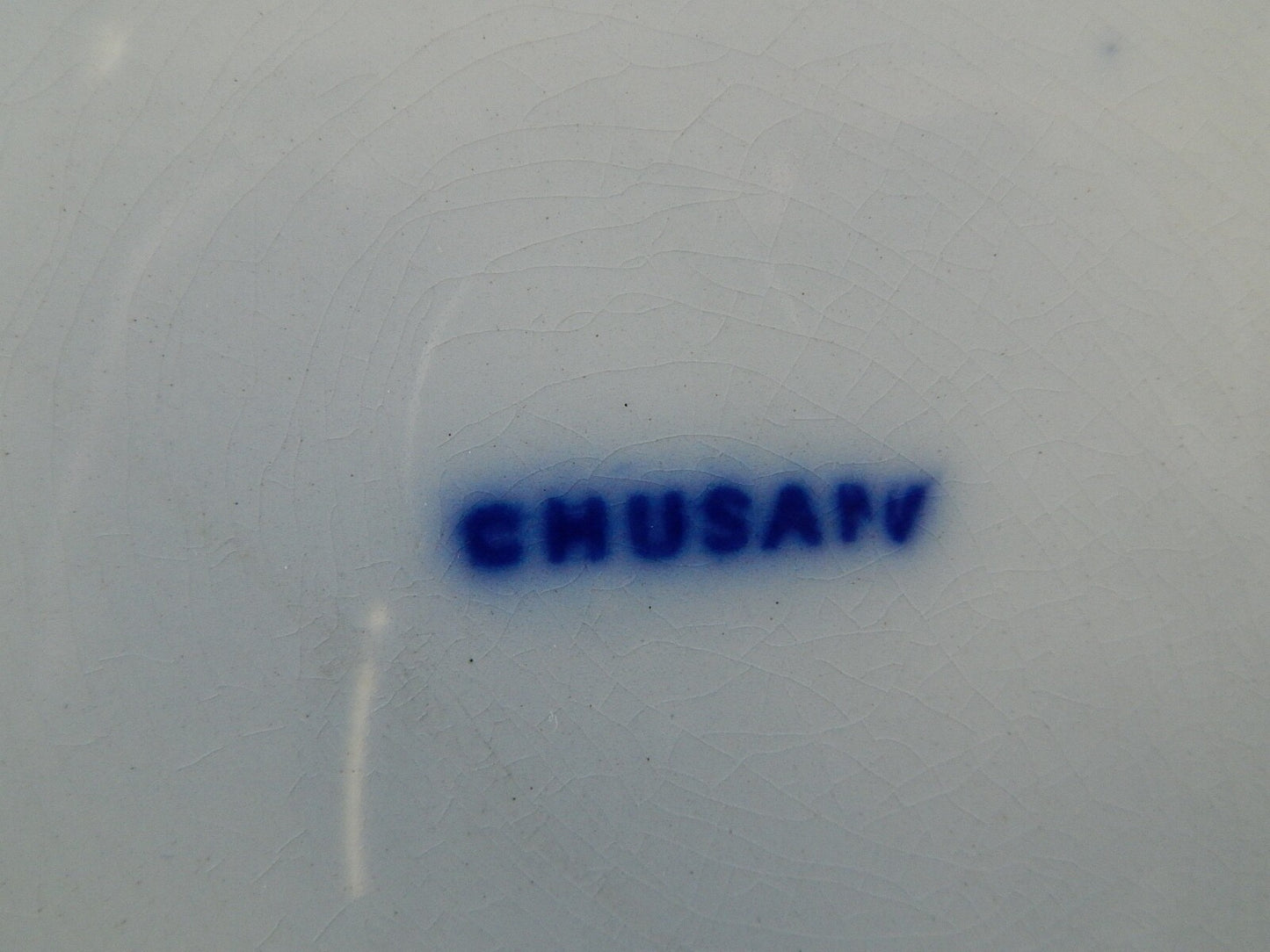 ANTICO RARISSIMO PIATTO PORCELLANA WEDGWOOD PEARL CHUSAN META' 800 BIANCO E BLU