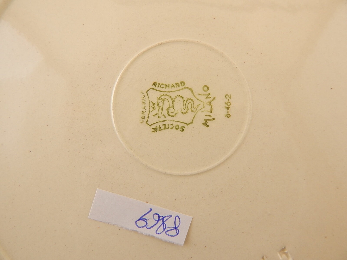 ANTICO 1930 RARO PIATTO CERAMICA RICHARD MILANO DECORO JAPON BIANCO MARRONE