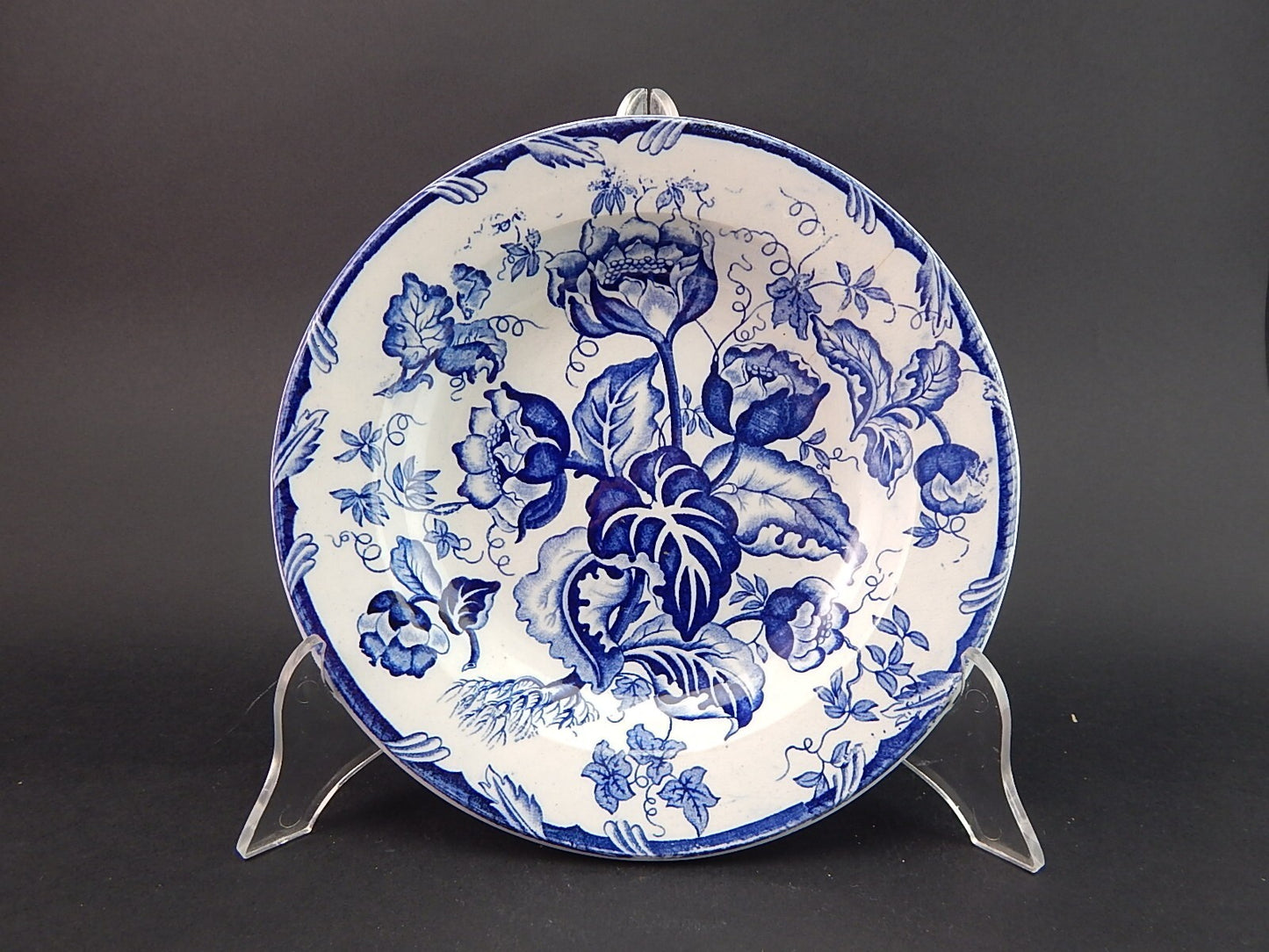 ANTICO PIATTO FONDO NINFEE BLU CERAMICA RICHARD MILANO FINE 800 WATER NYMPH A895