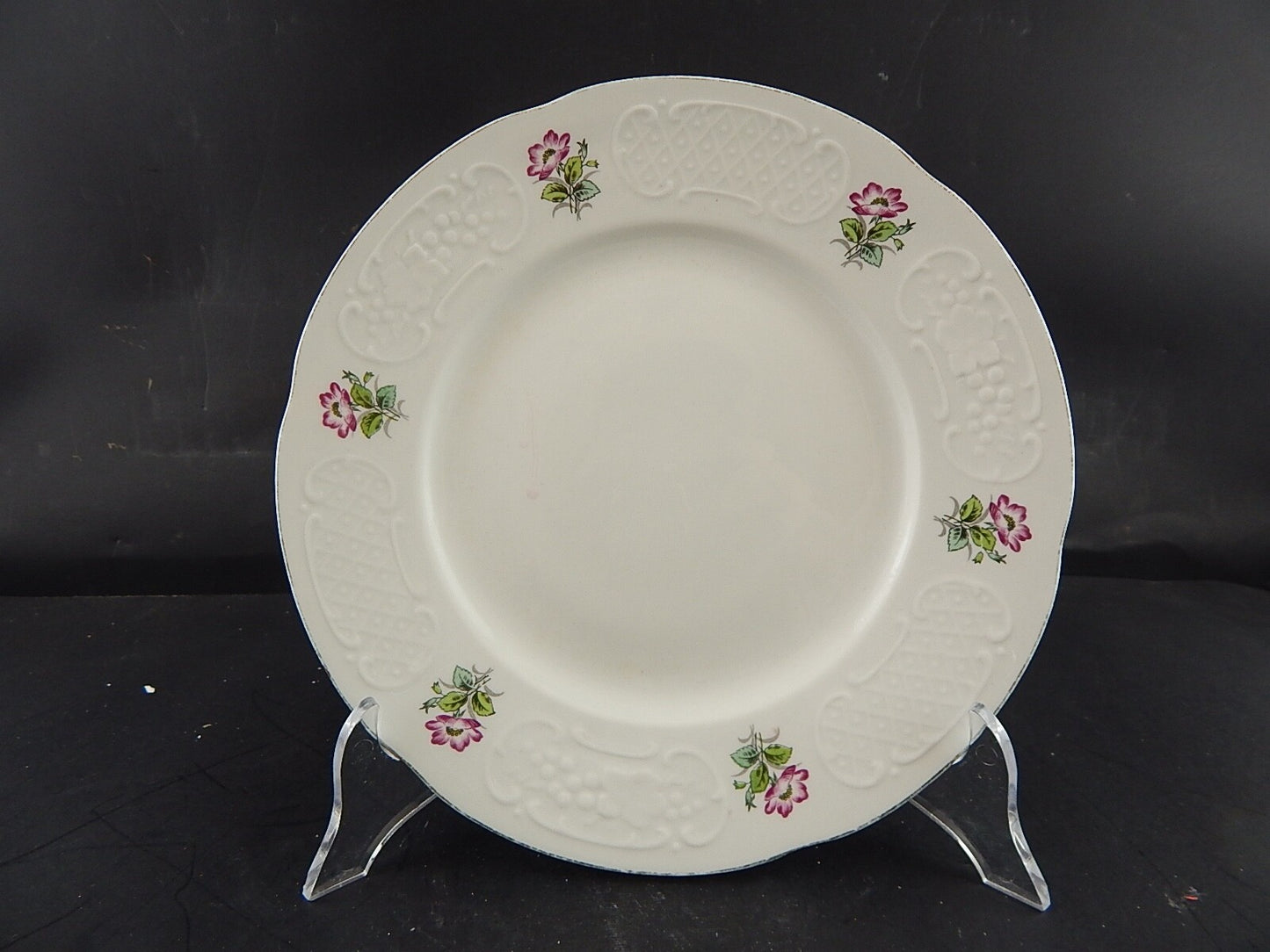 ANTICO RICHARD GINORI PIATTO PIANO PORCELLANA DECORO ROSA CANINA