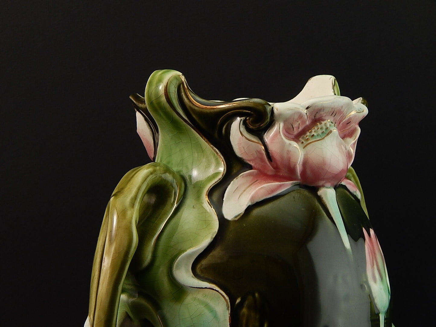 ANTICO RARO PREZIOSO ART NOUVEAU VASO BARBOTINE CERAMICA GUSTAVE DE BRUYN LILLE