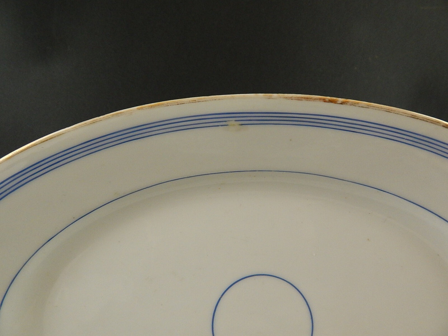 ANTICO PIATTO VASSOIO OVALE PORCELLANA PARIGI BIANCA BLU ORO NAPOLEONE III