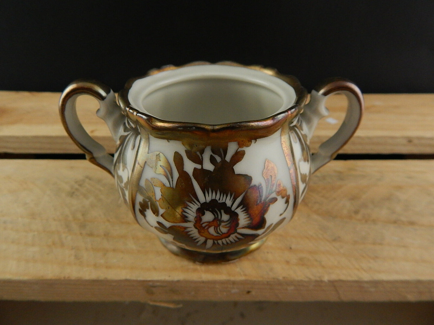 ANTICA ZUCCHERIERA POTICHE PORCELLANA BAVARIA ART NOUVEAU DIPINTA ARGENTO 925