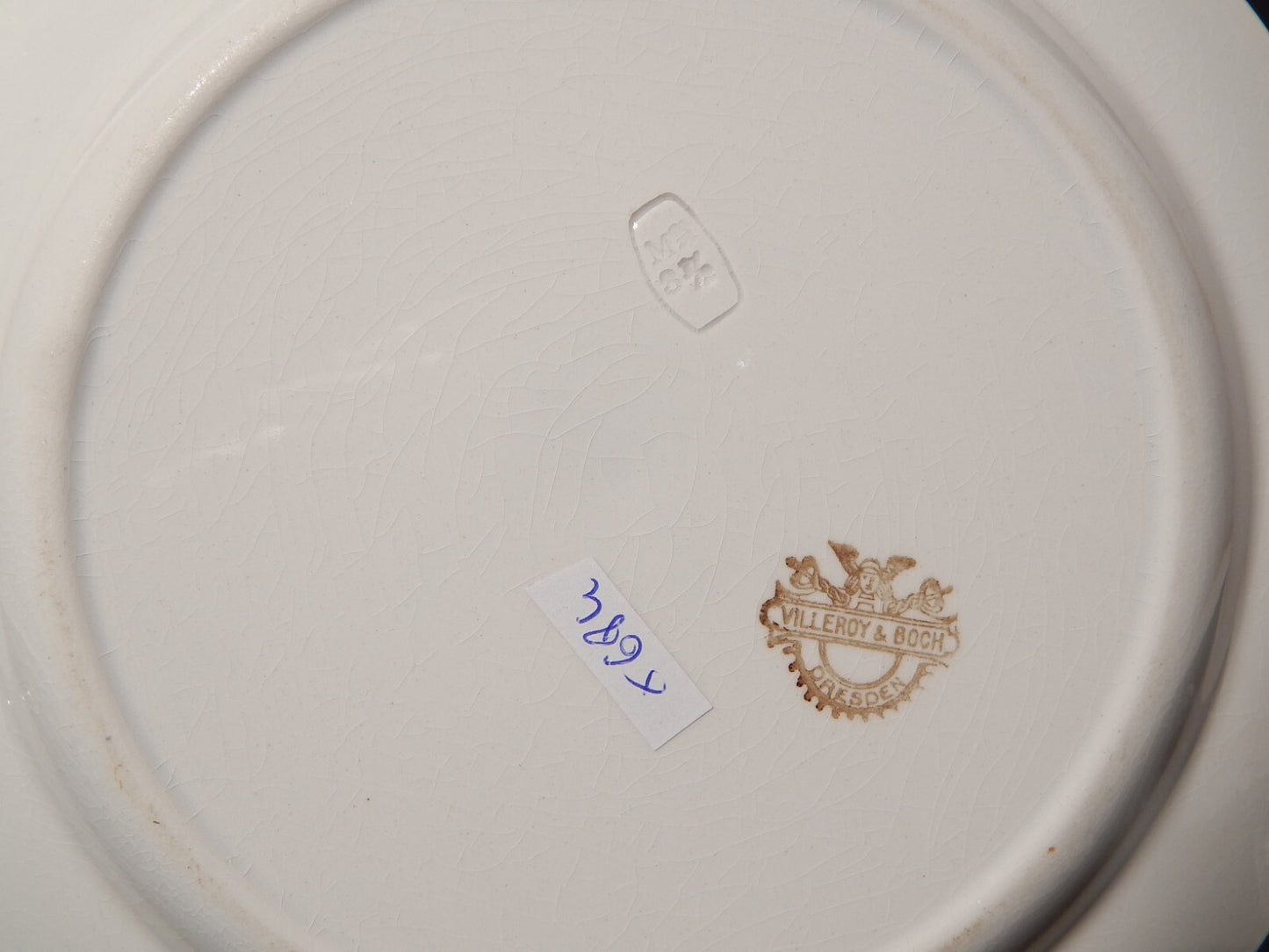 ANTICO FINE '800 PIATTO PIANO PORCELLANA VILLEROY&BOCH DRESDEN SAXONY