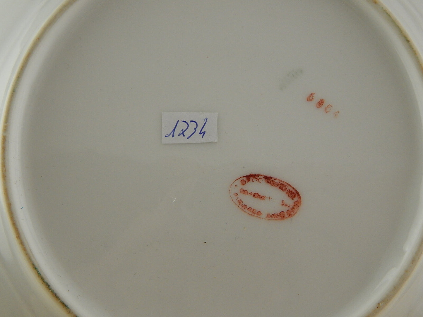 ANTICO RARO PIATTO PORCELLANA GINORI FINE 800 PROFILO VERDE #1734