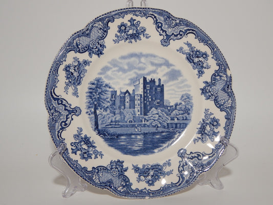 VINTAGE JOHNSON BROS OLD BRITAIN CASTLE BLU PIATTO PIANO PORCELLANA DIFETTO 1918