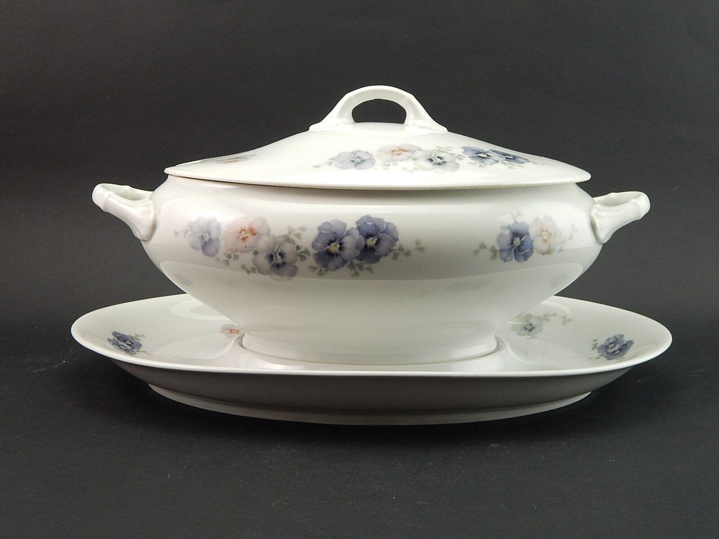 ANTICA 1920 ZUPPIERA CENTROTAVOLA PORCELLANA THOMAS ROSENTHAL VIOLE DEL PENSIERO