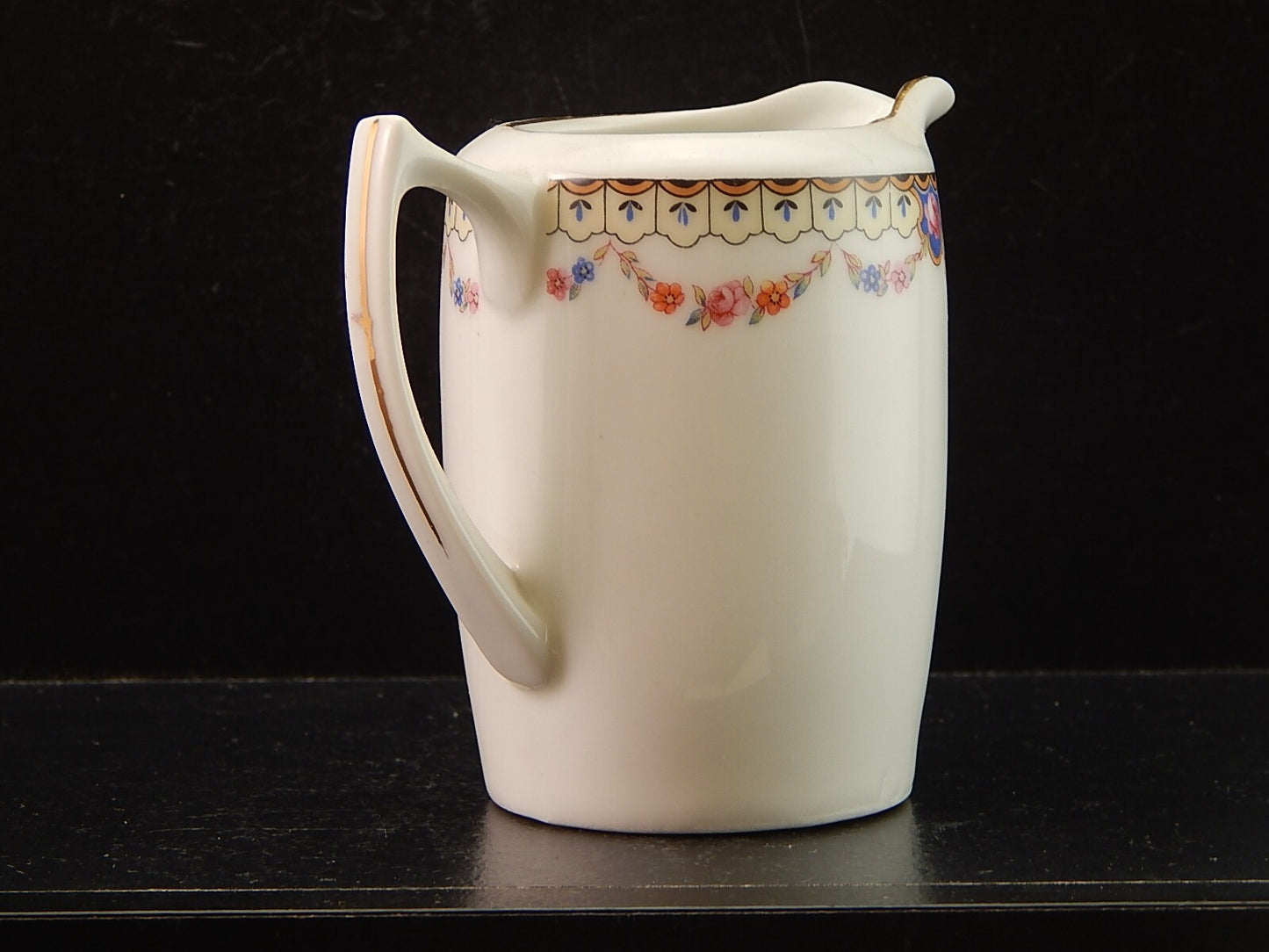 ANTICA ART DECO LATTIERA BRICCO PORCELLANA BOEMA DECORO A GHIRLANDA