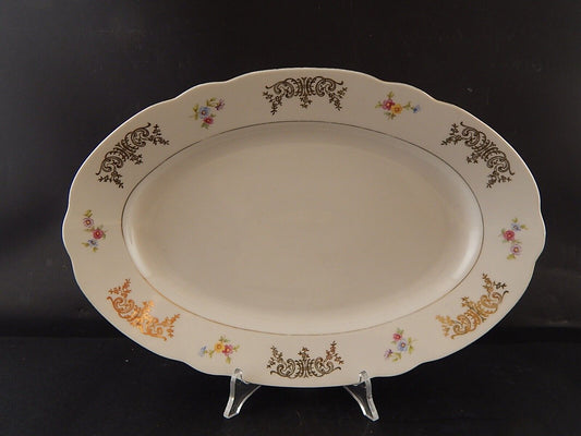 ANTICO VASSOIO PIATTO OVALE PORCELLANA SELTMANN WEIDEN DECORO THERESIA