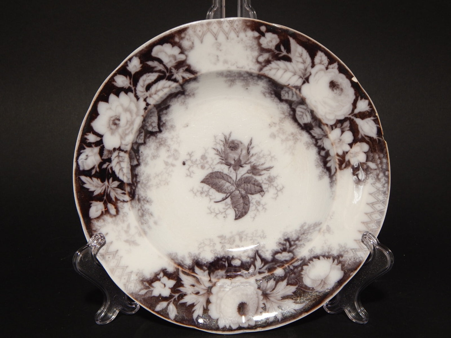 ANTICO PIATTO FONDO CERAMICA JARDINIERE VILLEROY & BOCH FINE '800 difetto 1139