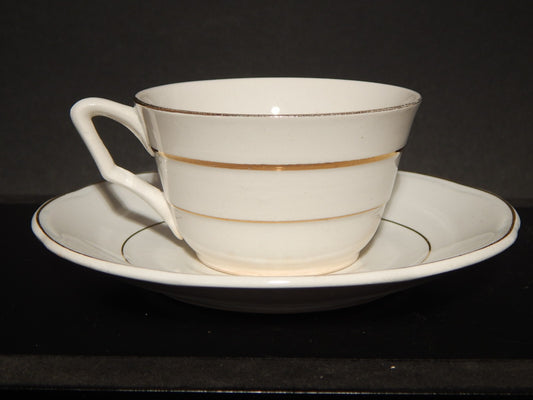 ANTICO ART DECO TAZZA DA TE' CERAMICA PROFILI ORO REVELLI LAVENO