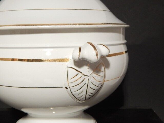 ANTICA RARA ZUPPIERA CERAMICA RICHARD MILANO FINE 800 BIANCO E ORO STILE IMPERO