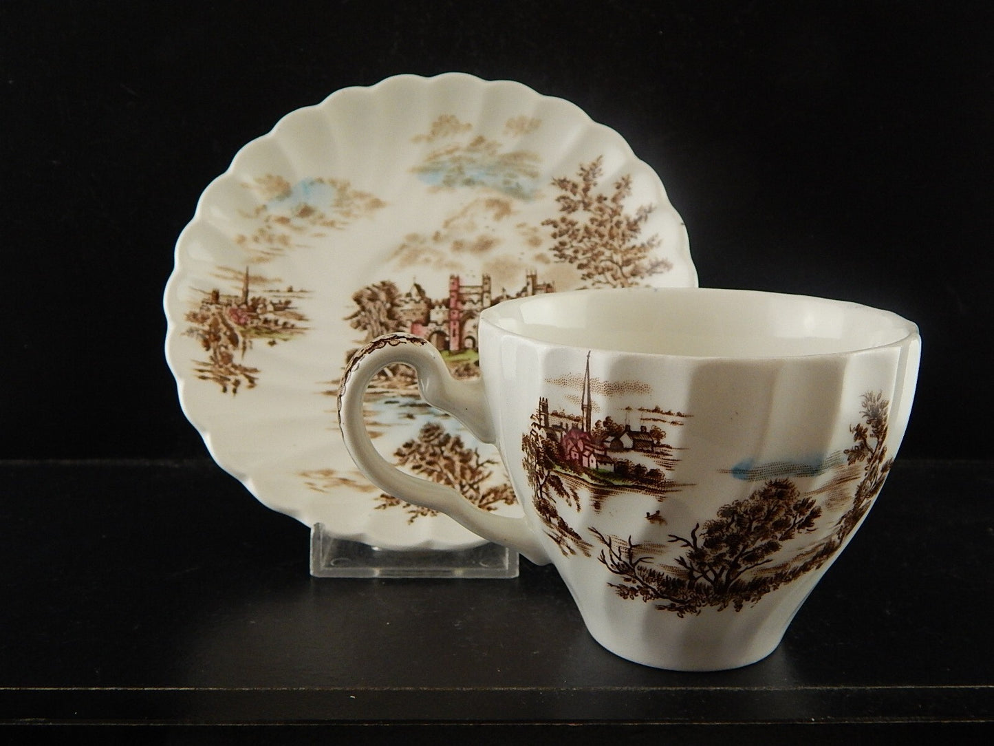 VINTAGE SEMI PORCELLANA JOHNSON BROS COLLEZIONE ANCIENT TOWERS TAZZA DA TE'