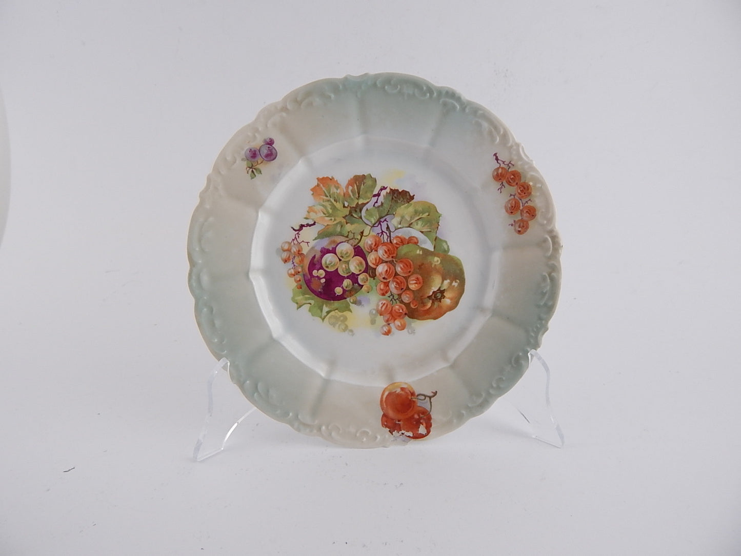 ANTICO RARO PIATTO PORCELLANA INIZIO 1900 MANIFATTURA WEIMAR COLLEZIONE FRUTTA