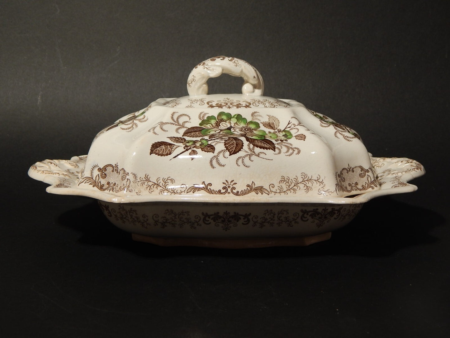 ANTICA 1850 LEGUMIERA CENTROTAVOLA SEMI PORCELLANA RIDGWAY &C. APPLE BLOSSOM