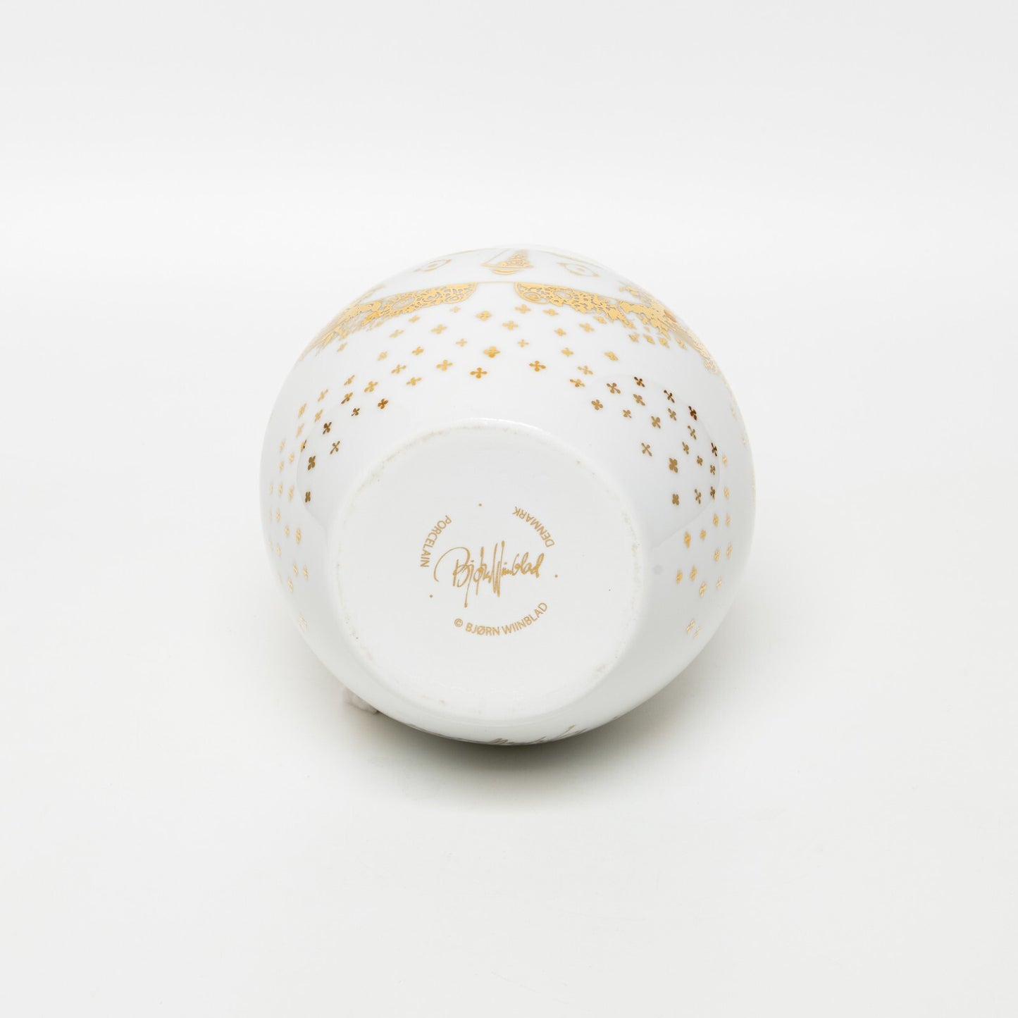 VASO PORCELLANA BIANCA CON DECORO IN ORO ROSENTHAL FELICIA BJORN WIINBLAD CM 19