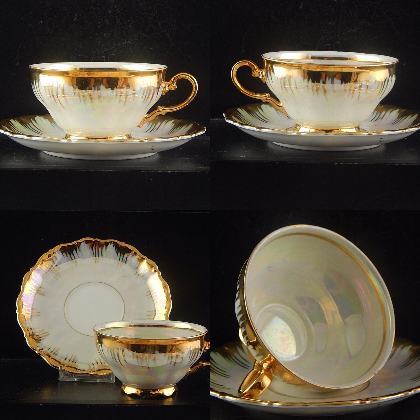 ANTICA TAZZA COLAZIONE PORCELLANA DECORO LUSTRO E ORO BAVARIA SELTMANN THERESIA