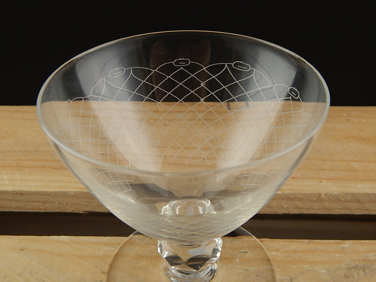 ANTICO BICCHIERE CALICE CRISTALLO INCISO PUNTA DIAMANTE EPOCA ART DECO